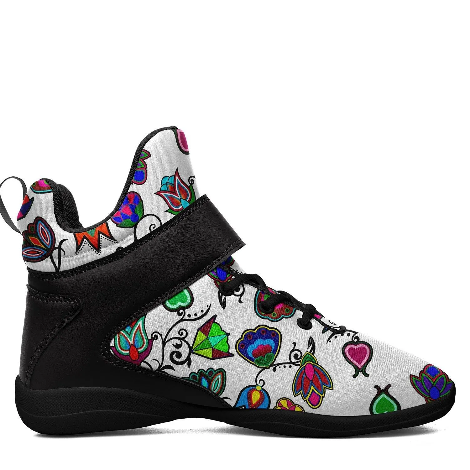 Indigenous Paisley White Ipottaa Basketball / Sport High Top Shoes - Black Sole