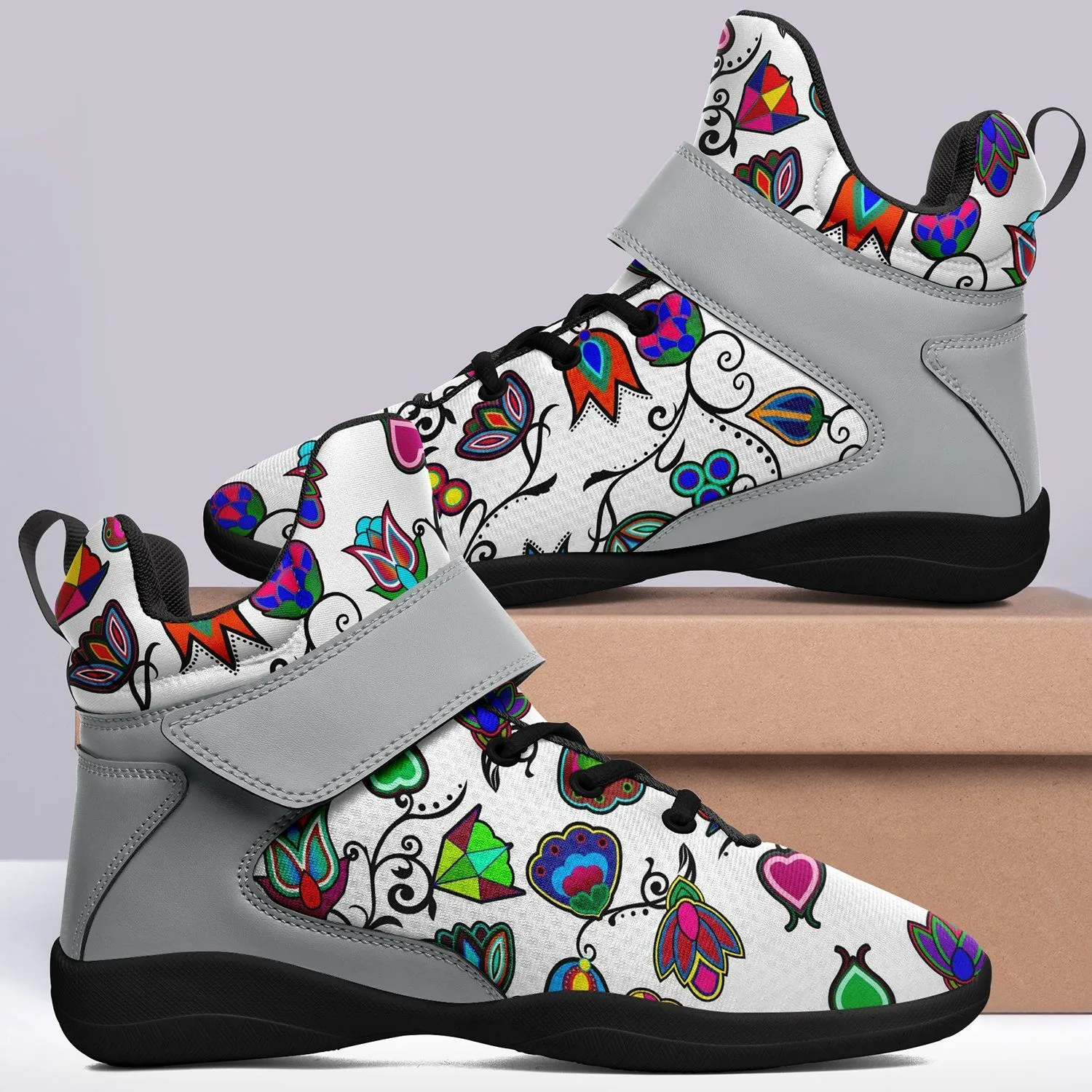 Indigenous Paisley White Ipottaa Basketball / Sport High Top Shoes - Black Sole