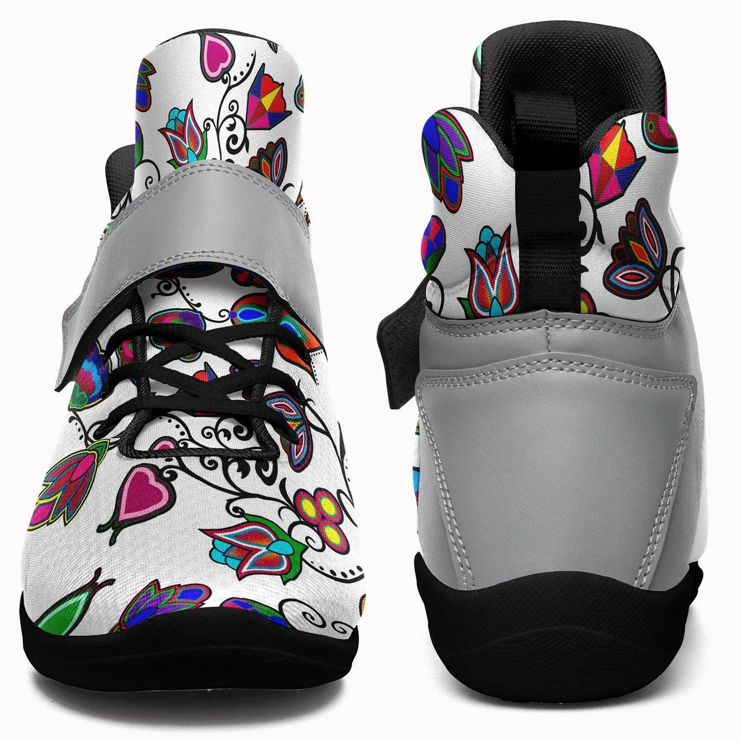 Indigenous Paisley White Ipottaa Basketball / Sport High Top Shoes - Black Sole