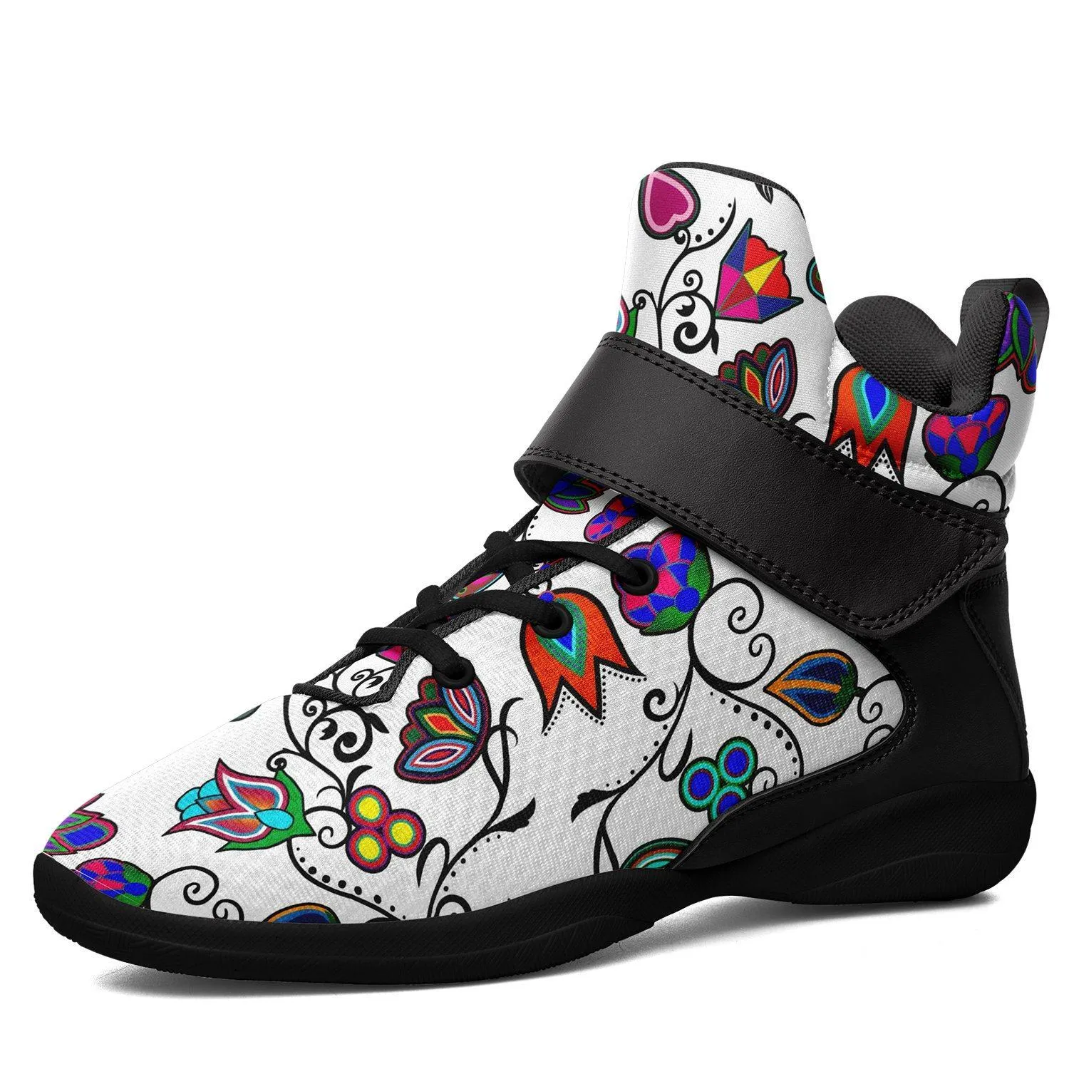 Indigenous Paisley White Ipottaa Basketball / Sport High Top Shoes - Black Sole