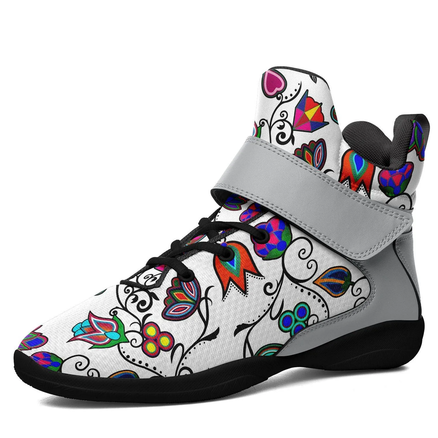 Indigenous Paisley White Ipottaa Basketball / Sport High Top Shoes - Black Sole