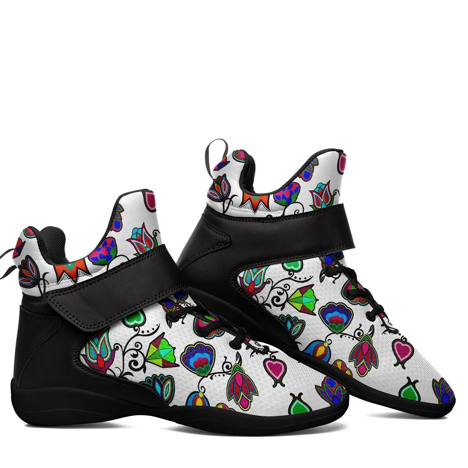 Indigenous Paisley White Ipottaa Basketball / Sport High Top Shoes - Black Sole