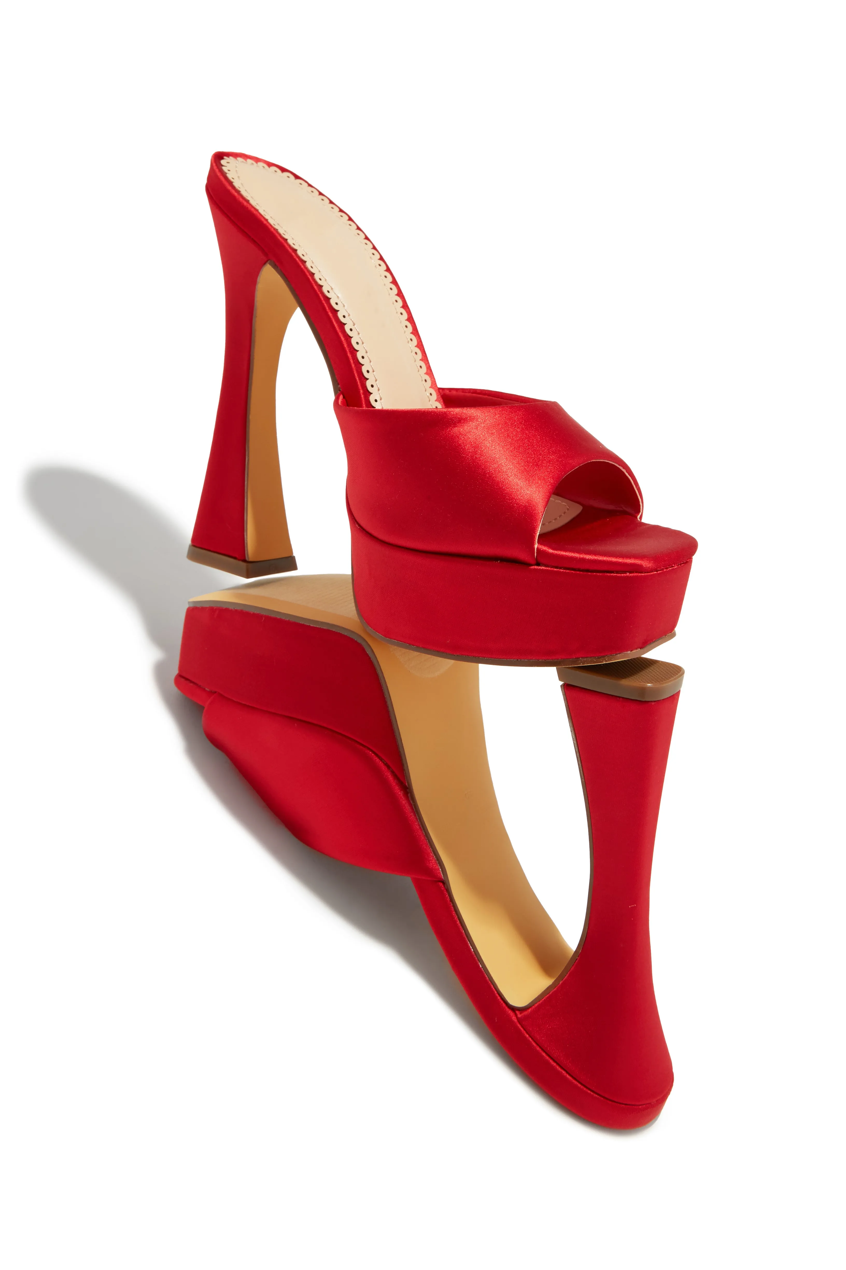 Kiani Platform High Heel Mules - Red