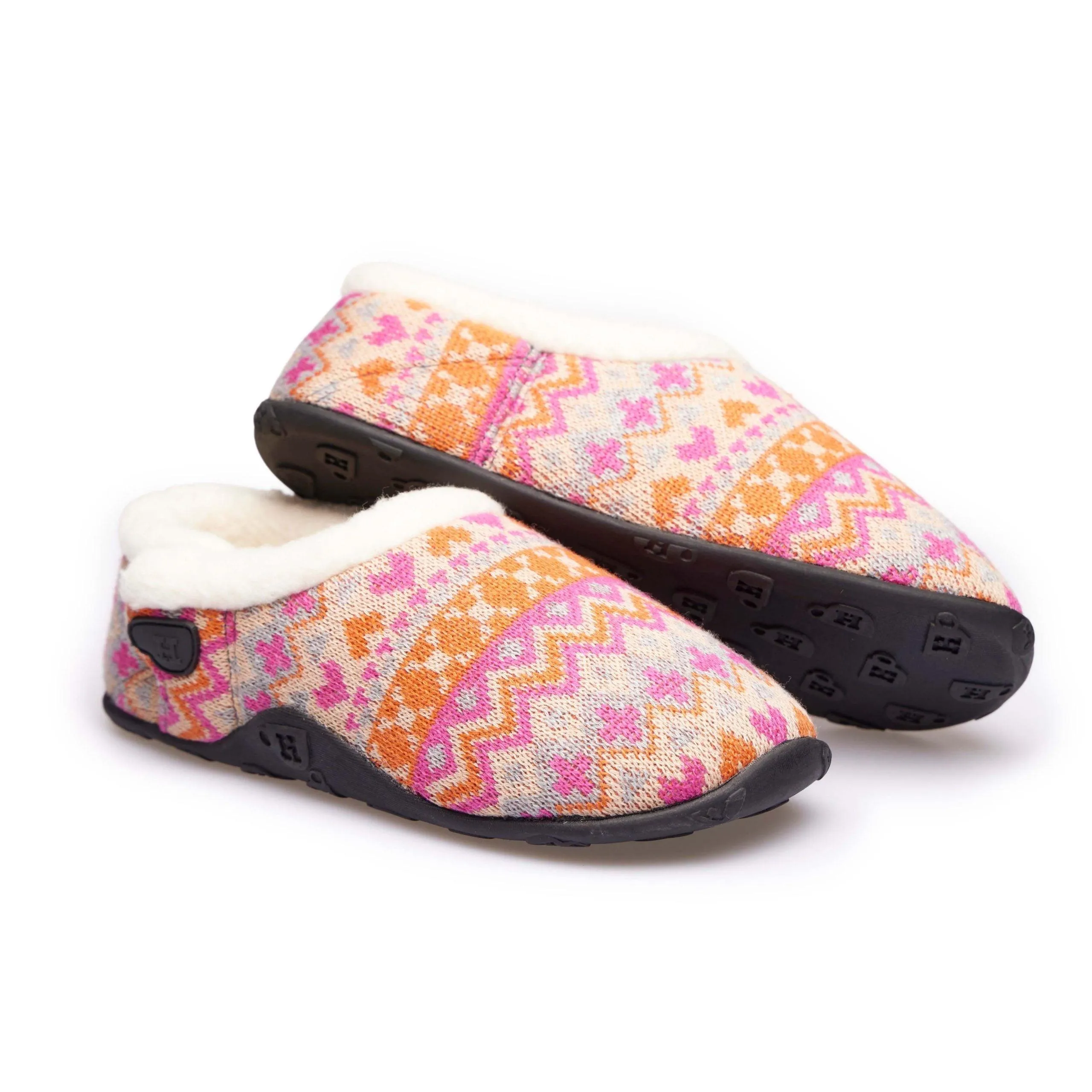 Layla - Orange Pink Knit Nordic Women's Slippers