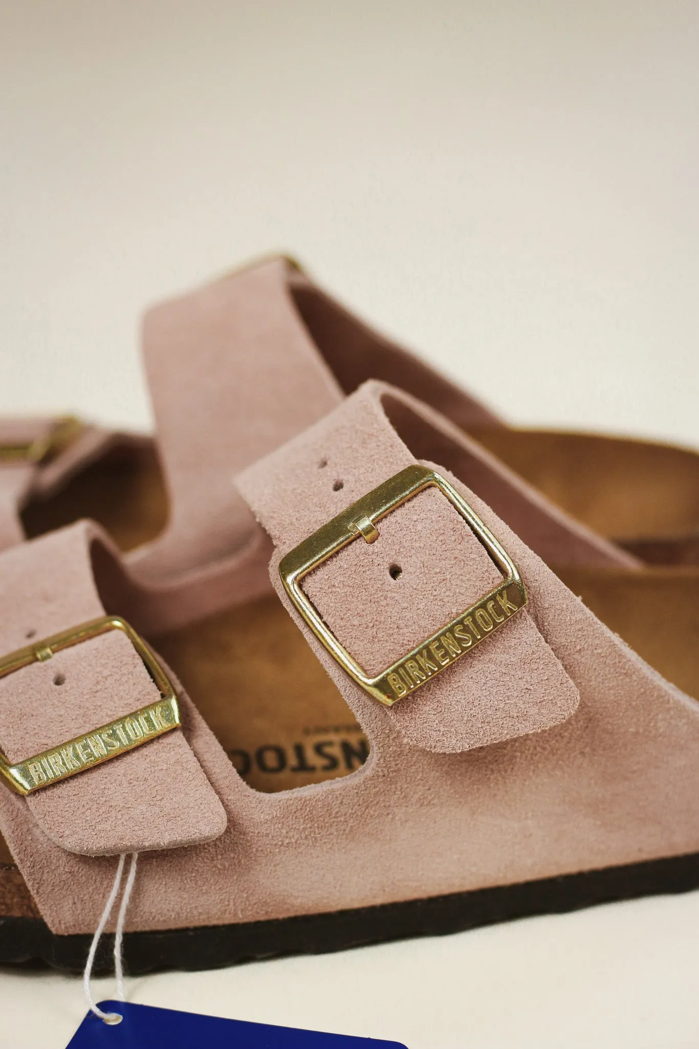 Light Rose Arizona Suede Leather Sandals by Birkenstock