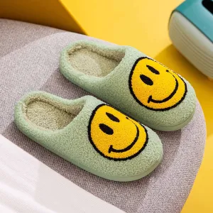 Melody Green Smiley Face Slippers