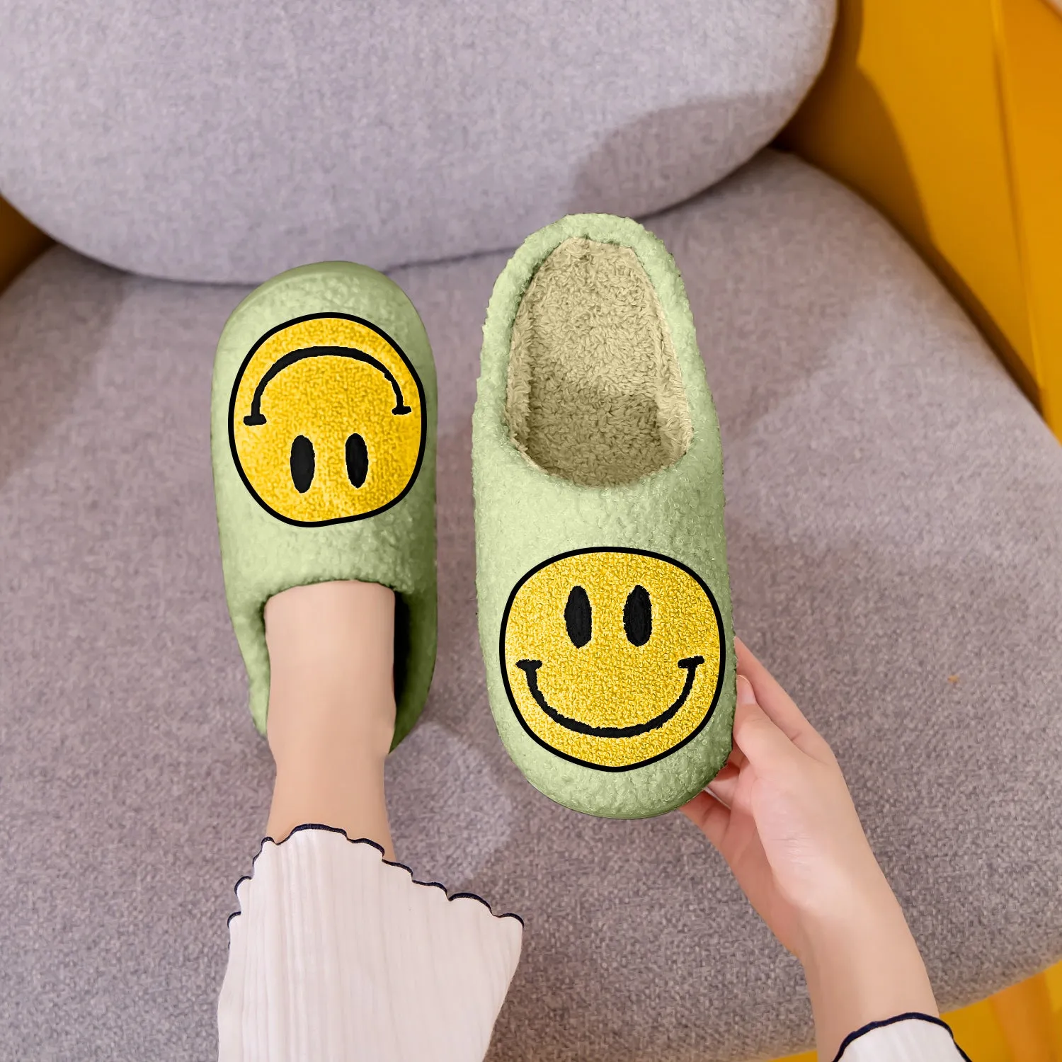 Melody Green Smiley Face Slippers