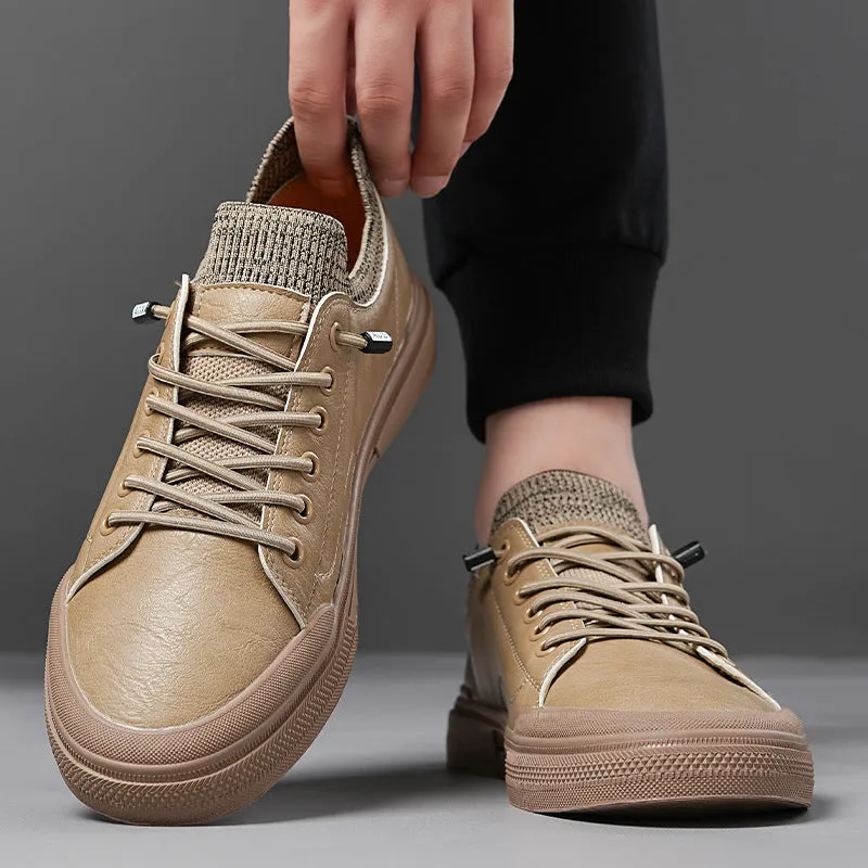 Men's Casual Leather Soft Sole Breathable Bean Shoes