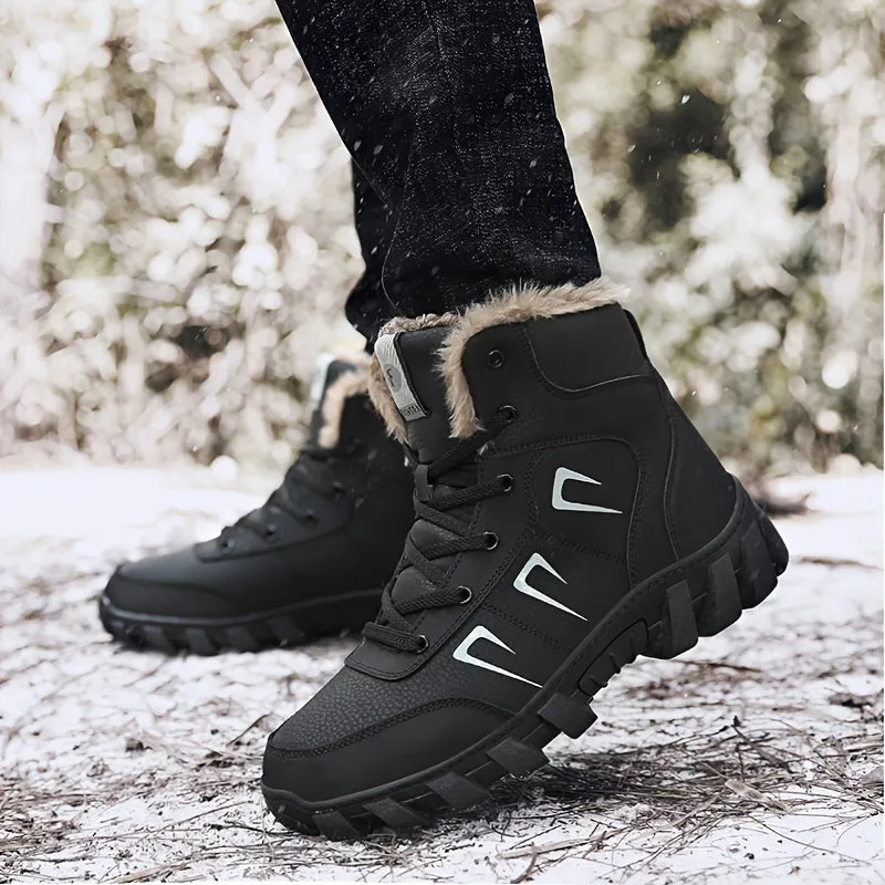 Men's Snow Boots Outdoor Warm Winter Boots Non-Slip Casual Snow Boot Windproof Lace-ups