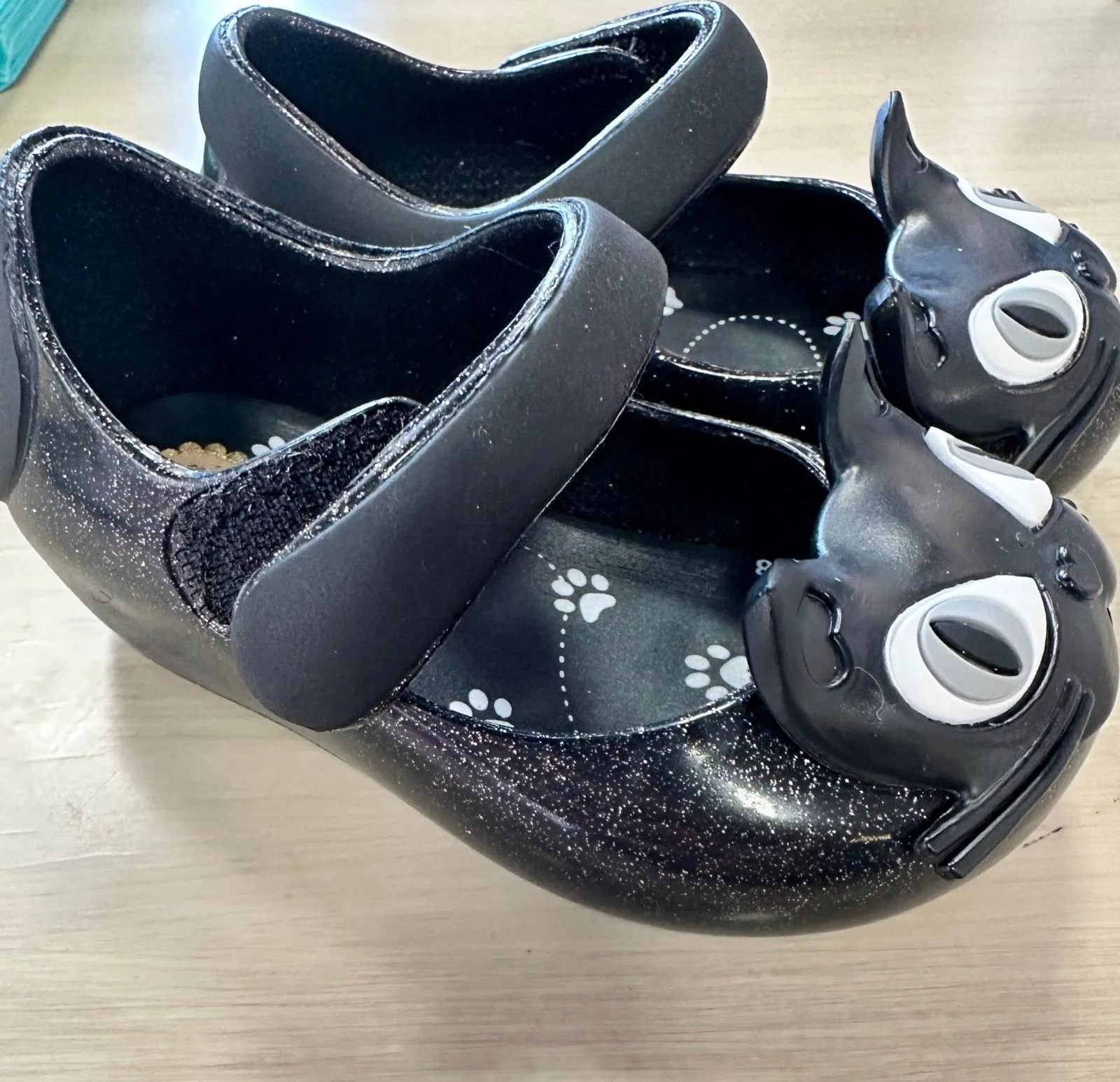 Mini Melissa Girls UltraGirl II Black Glitter Cat Shoes