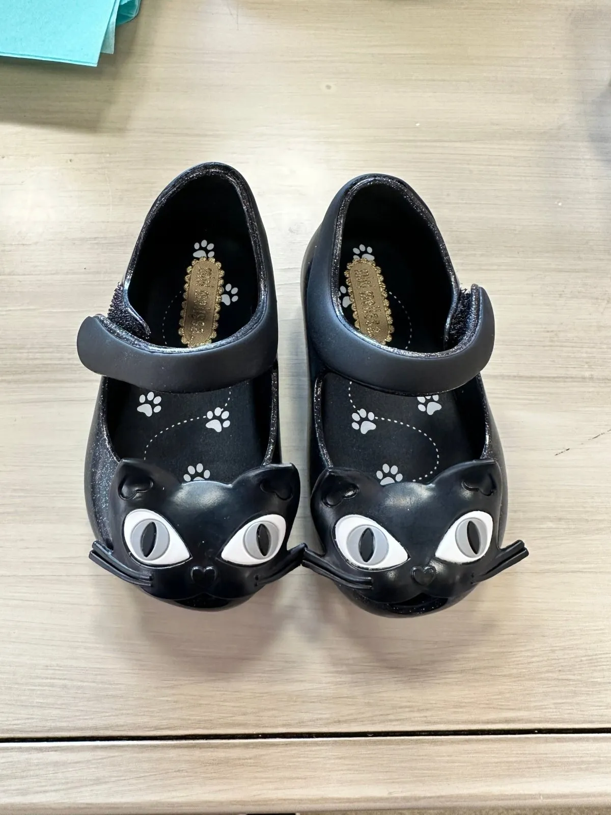 Mini Melissa Girls UltraGirl II Black Glitter Cat Shoes