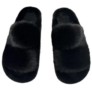 Mink slippers, fur slippers, flat slippers, women's outdoor