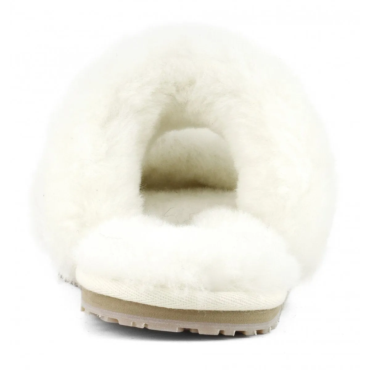 MOU - 2-Stripes Sheepskin Fur Slipper in Vanilla