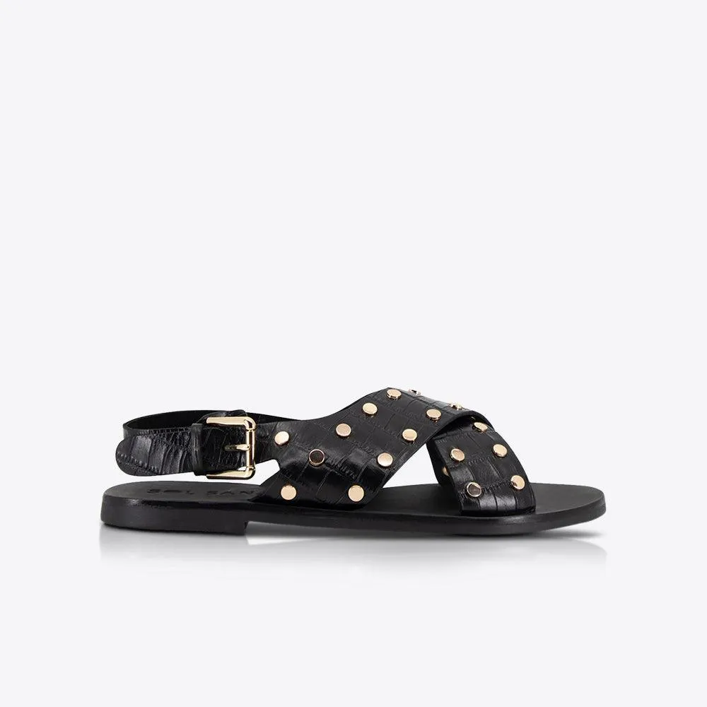 Sol Sana Kyra Sandal in Black Croc/Gold