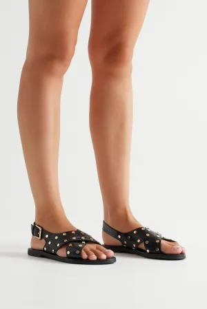 Sol Sana Kyra Sandal in Black Croc/Gold