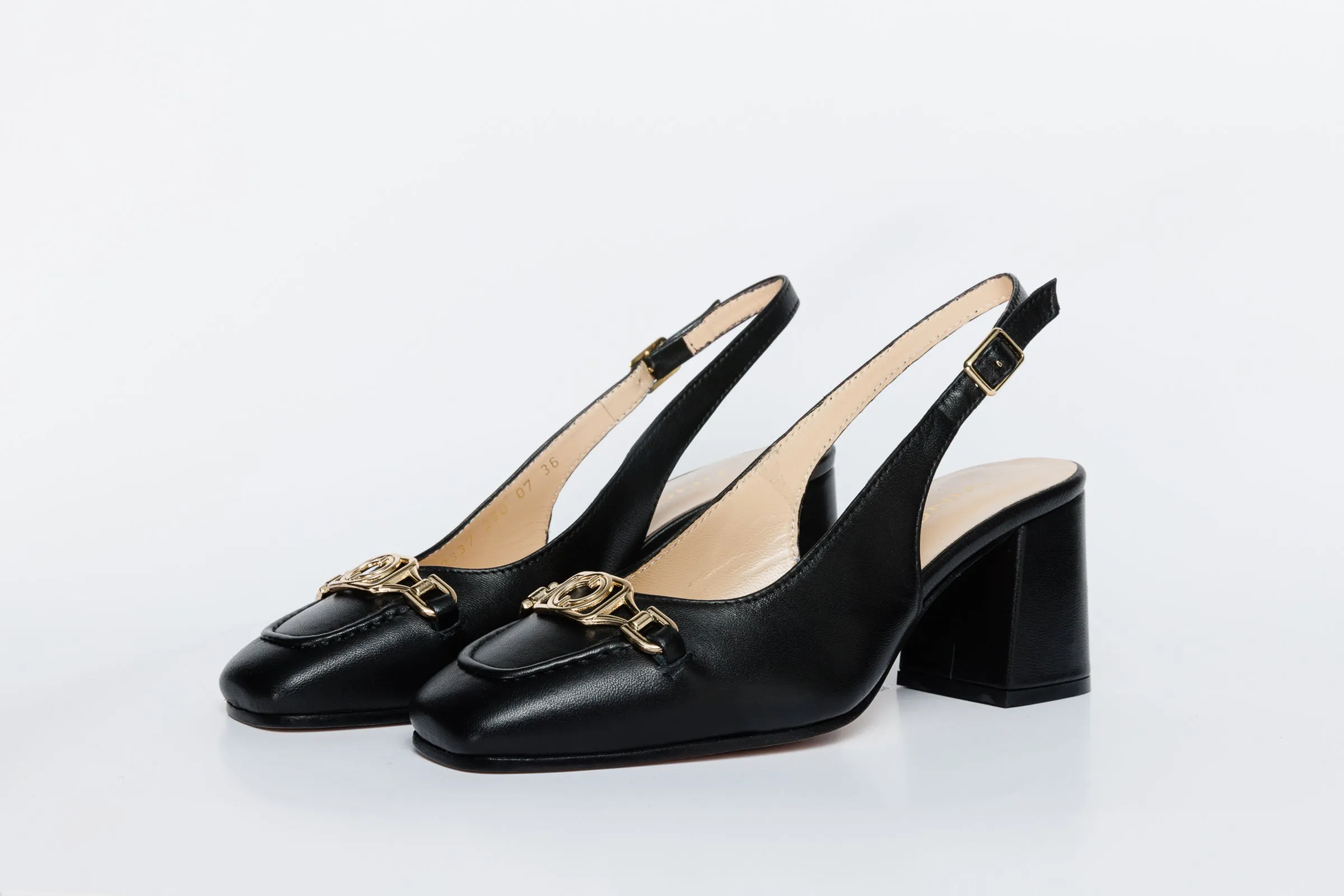 The Potomac Black Slingback Leather Women Sandal