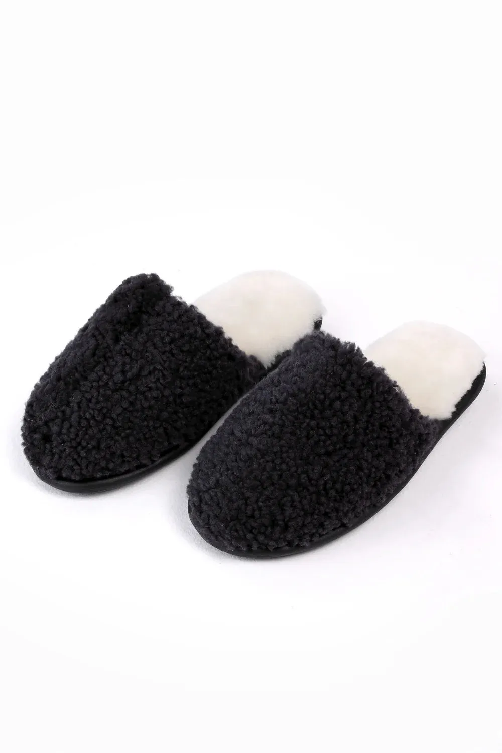 Unisex Women's Real Sheepskin Slippers in Аubergine Color with Fur Lining