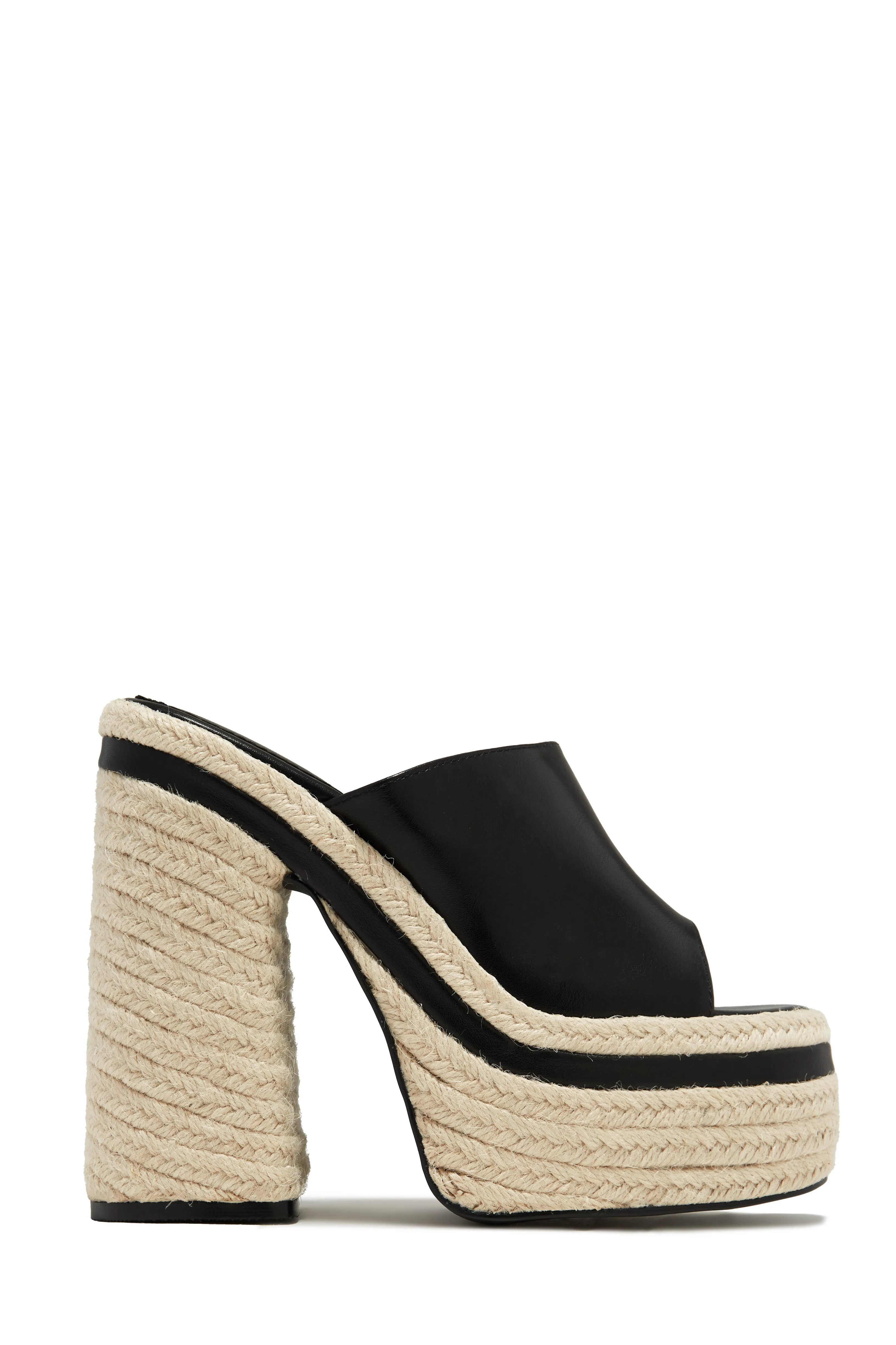 Weekend Attire Platform Block Heel Mules - Black