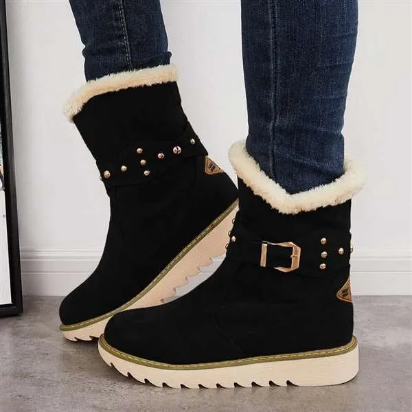 Women Winter Boots Snow Ankle Boots Warm Fur Lined Slip on Booties