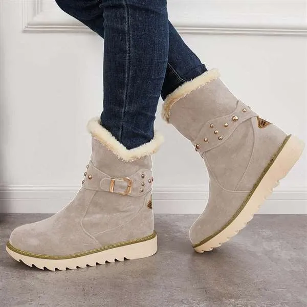 Women Winter Boots Snow Ankle Boots Warm Fur Lined Slip on Booties