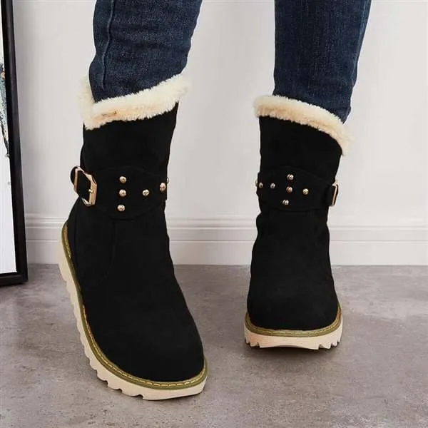 Women Winter Boots Snow Ankle Boots Warm Fur Lined Slip on Booties