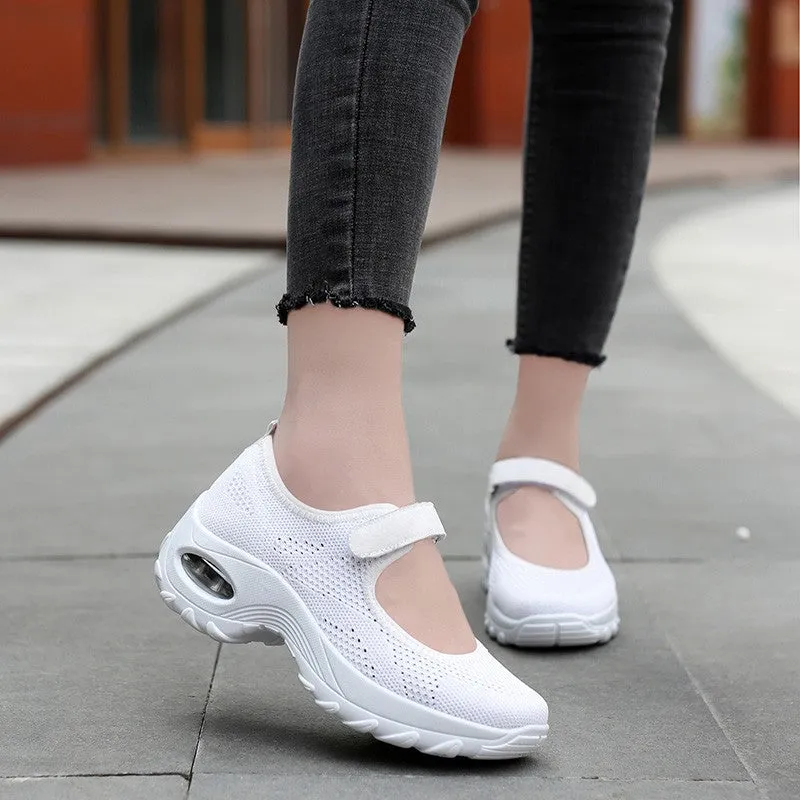 Women's All Black or All White Breathable Comfortable Hollow Shoes rubber