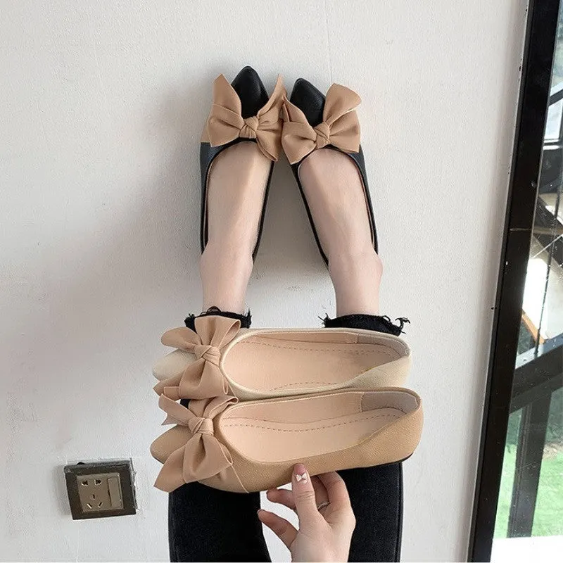 Womens Elegant Flat Shoes Bow-Knot Pointy Toe Shoes