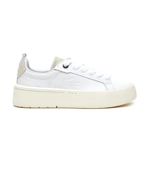 Women's Lacoste Carnaby Platform Leather Trainers White/Off White