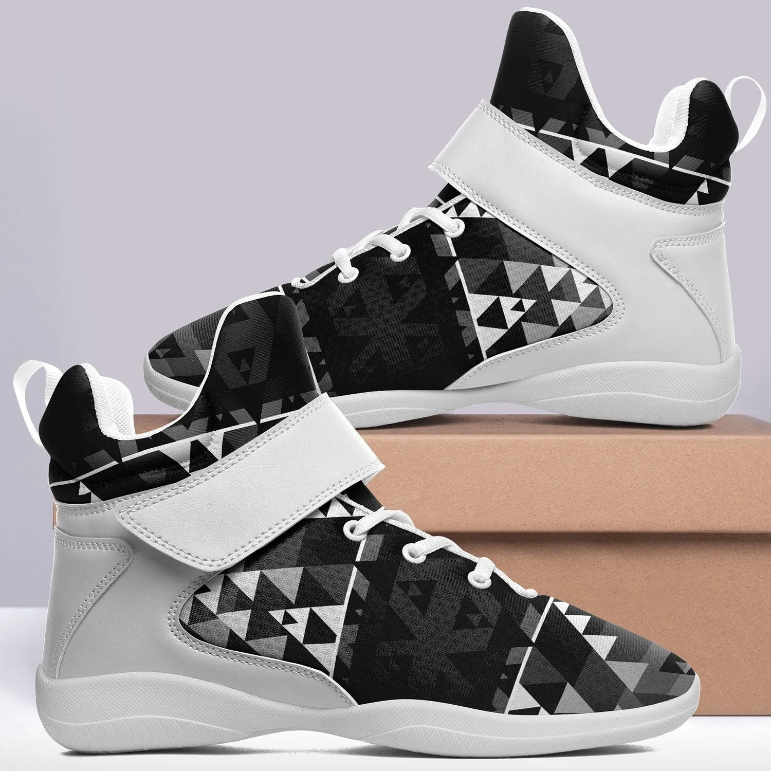 Writing on Stone Black and White Kid's Ipottaa Basketball / Sport High Top Shoes