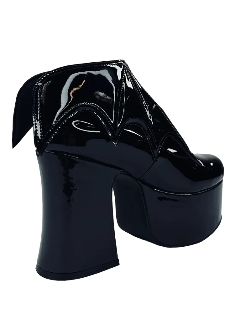 YRU VAMPIRA Black Patent Vegan Leather Platform Boots